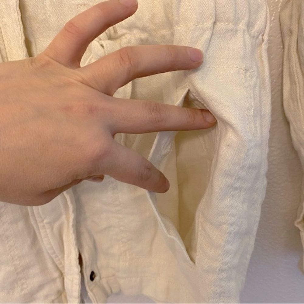 Old Navy Howlite Linen Blend Safari Utility Jacket Cream Beige Small - Picture 6 of 12